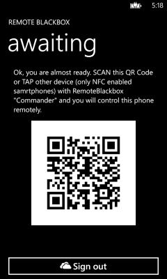 NFC or QR configuration awaiting commands